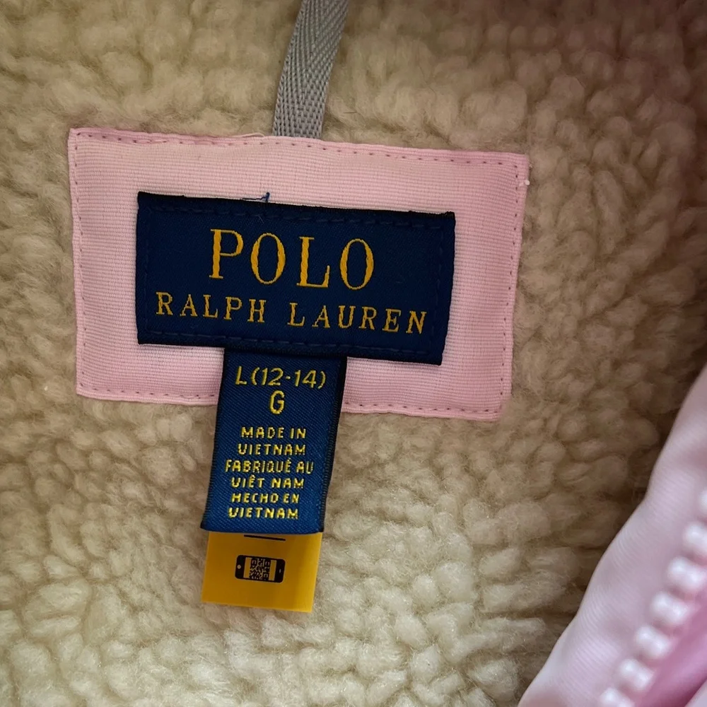 POLO RALPH LAUREN Faux-Fur-Trim Down Parka size L (12-14) NWOT